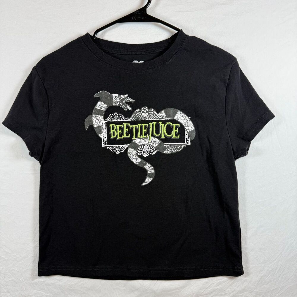 Beetlejuice Sandworm Crop T-Shirt Black Girls Size XL 16/18